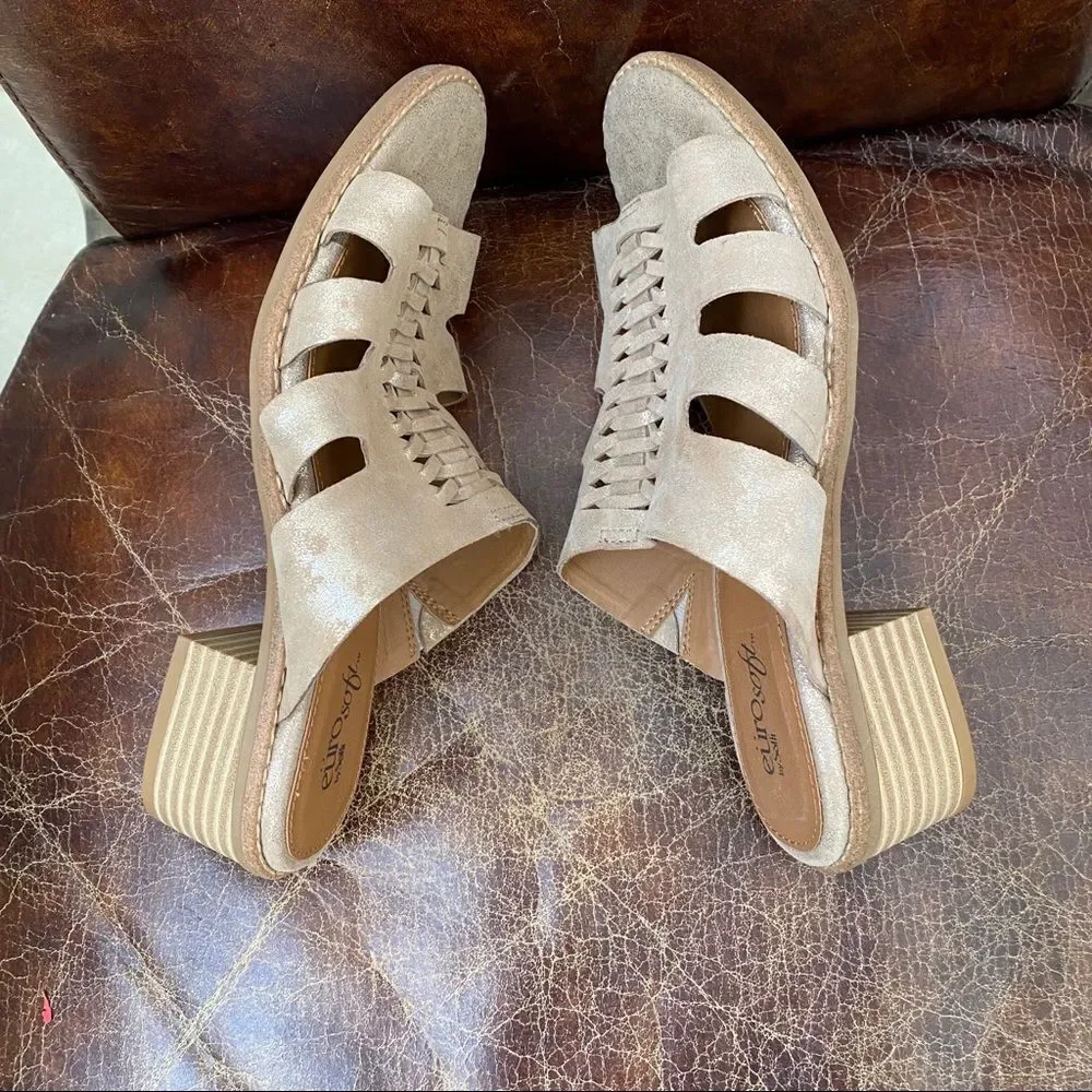 NWOB Euro By Sofft gold espadrille sandals 8 1/2 M